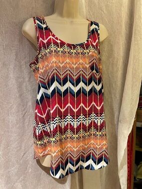 Love Notes Multicolor Chevron Tank Top - Red, Orange & Navy